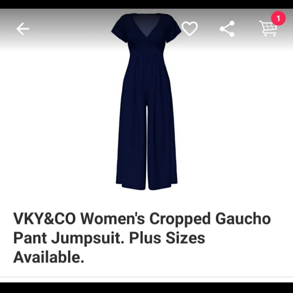 Blue cotton/stretch gaucho pant jumpsuit